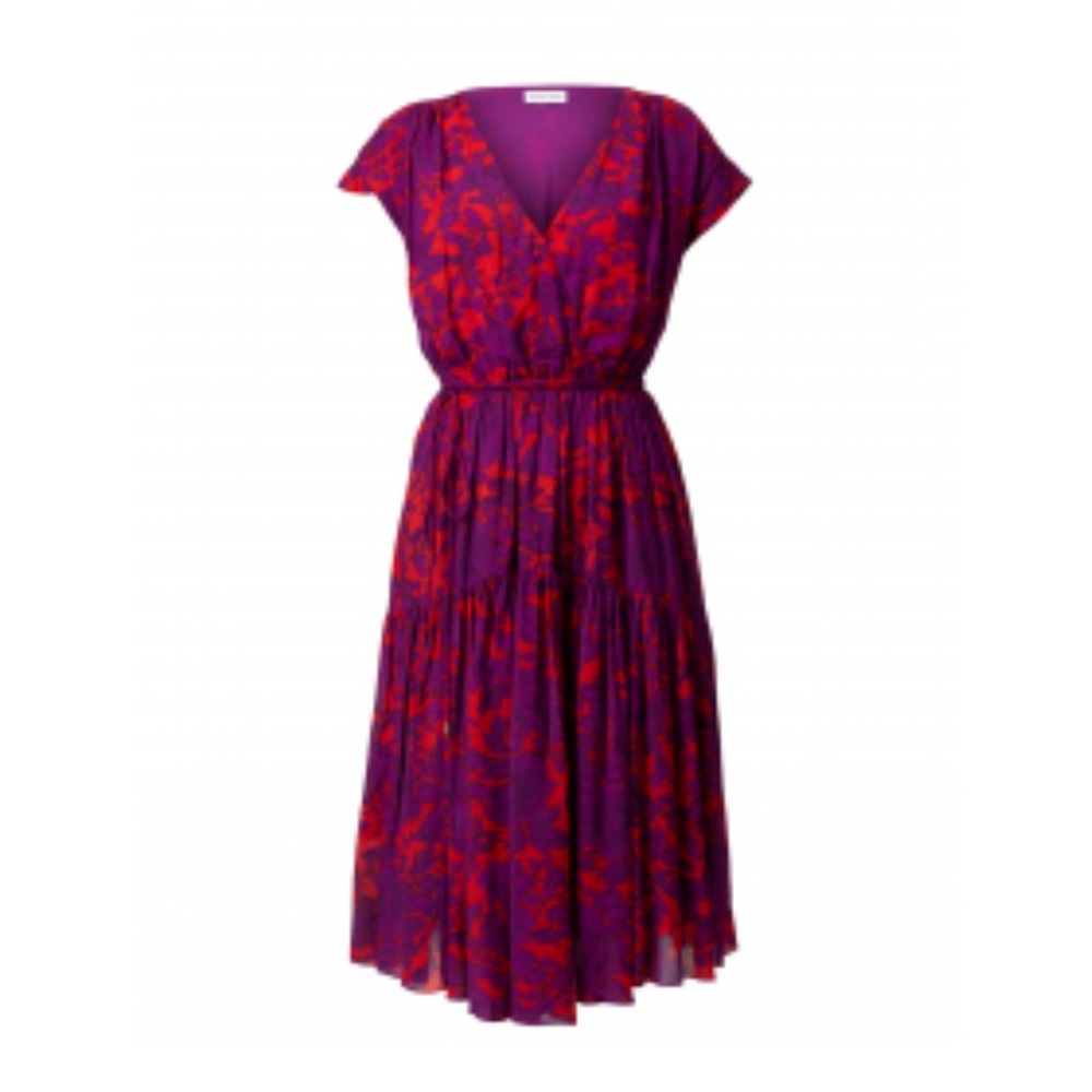 Megan Park Magenta Fiesta Floral Cotton Silk Dress (size 1)US size 6